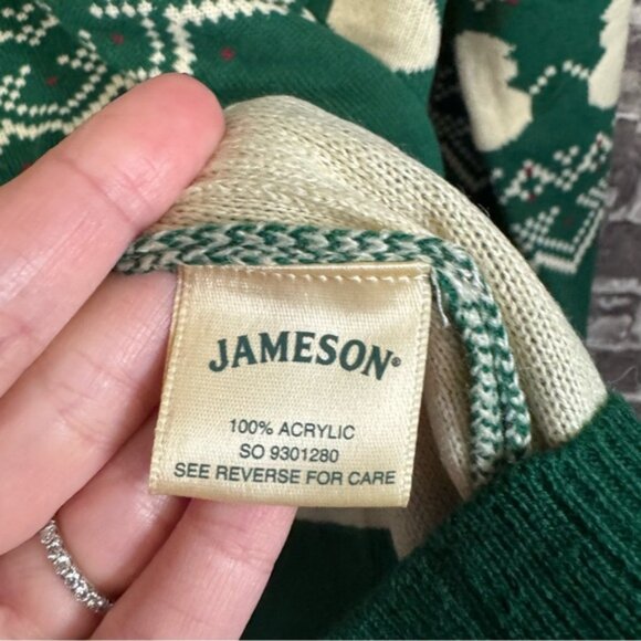 NWT Jameson Whiskey The Merry Duo Christmas sweater green printed acrylic - Picture 10 of 12